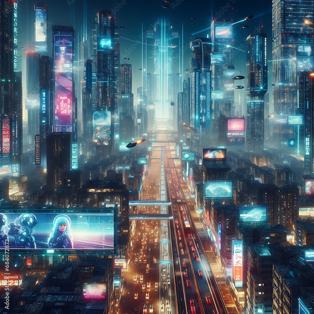 Obraz premium City Skyline, Generative Ai