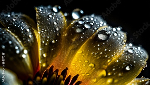 droplets othe surface of flower macro