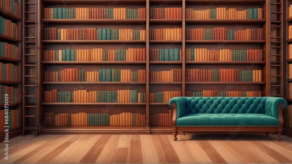 Bookshelves in the library with old books Bookshelves in the library with old books