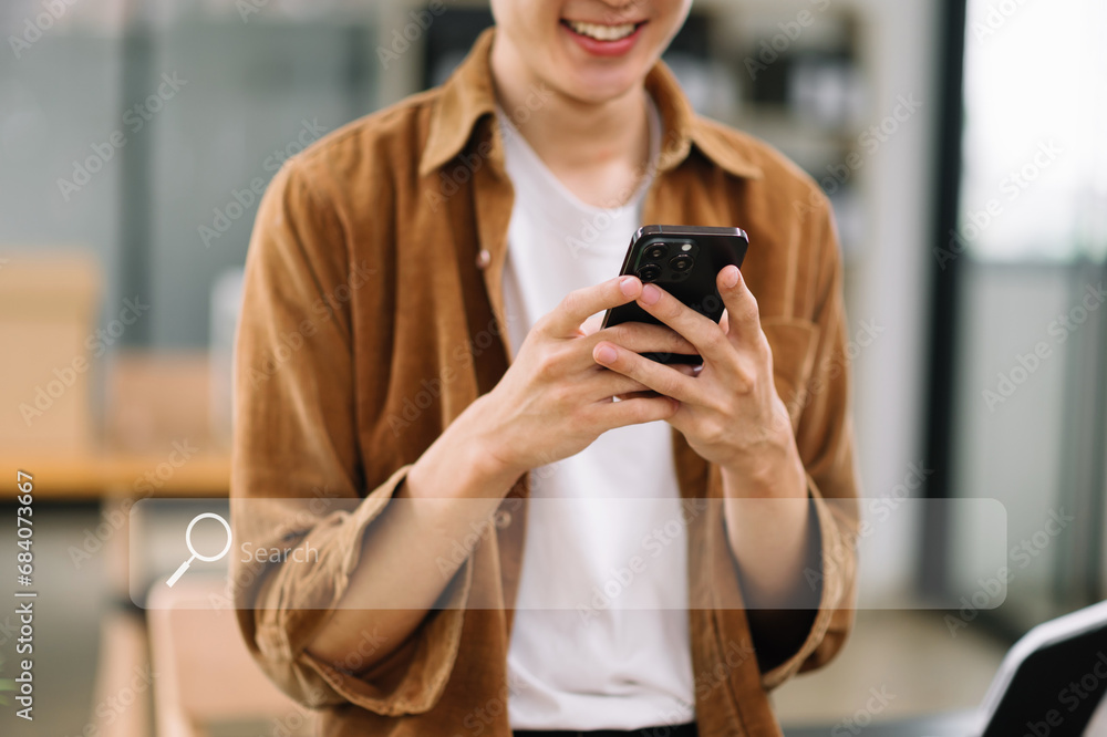 Fototapeta premium Searching Browsing Internet Data Information Networking Concept with blank search bar.