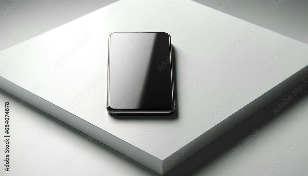 Smartphone with black screen on a white background. Close up, mockup. Generative AI Smartphone with black screen on a white background. Close up, mockup. Generative AI
