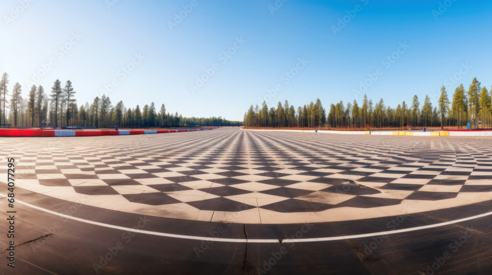 View of the infinity empty asphalt international race track, digital imaging retouch and montage background. View of the infinity empty asphalt international race track, digital imaging retouch and montage background.