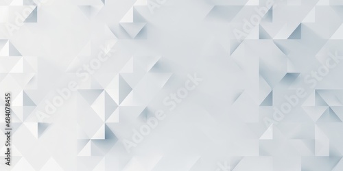 Random shifted white fading out triangles and squares geometrical background wallpaper banner pattern with copy space, Generative AI  photo