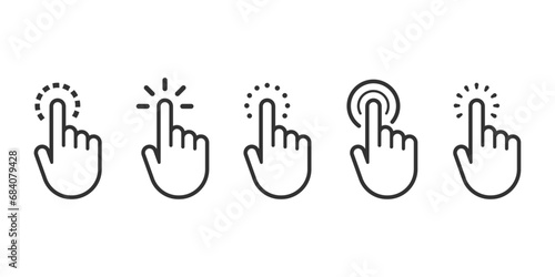Pointer cursor сomputer mouse icon. Clicking cursor, pointing hand clicks icons. Vector illustration.