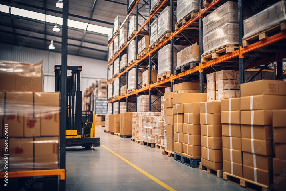 Warehouse full of boxes and no people Warehouse full of boxes and no people