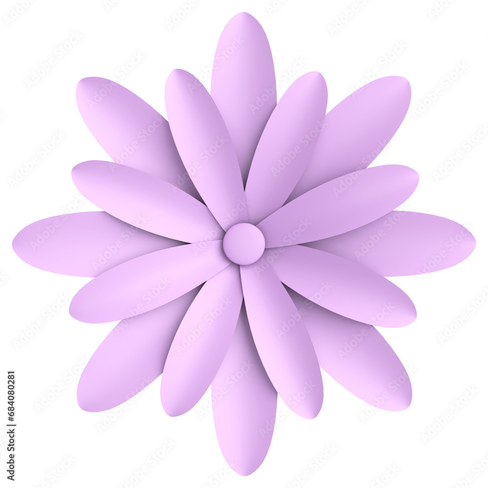 Fototapeta premium 3D paper flower. Pastel flower. 3D illustration.