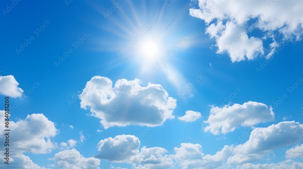 Radiant Sunburst Breaking Through Majestic Cloudscape in a Clear Blue Sky Generative AI Radiant Sunburst Breaking Through Majestic Cloudscape in a Clear Blue Sky Generative AI
