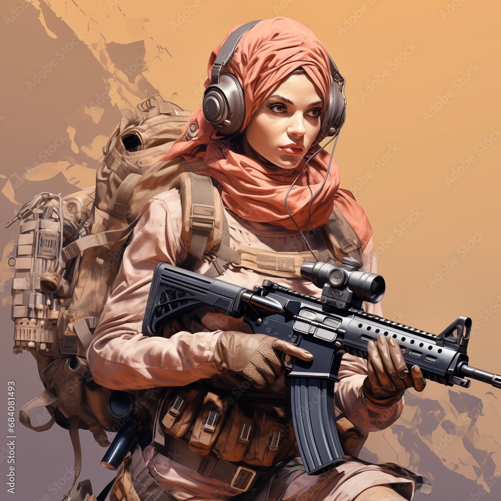 armed woman, generative ai