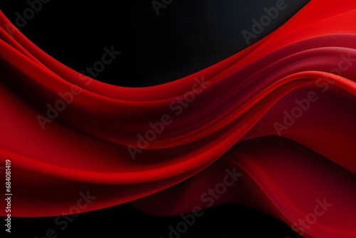 Abstract Red and Black Background with Flowing Fabric Texture for Design and Art Projects Generative AI