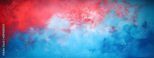 Vibrant Red and Blue Cloud Painting on Black Background - Abstract Artwork for Modern Interiors Generative AI