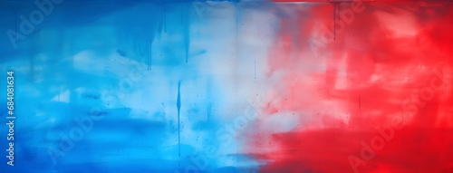 Vibrant Red and Blue Wall with White and Blue Background - Colorful Abstract Painting for Interior Design Generative AI