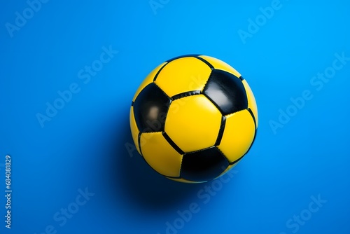 Close-up of a Soccer Ball on Vibrant Blue Background - Sports and Recreation Concept Generative AI