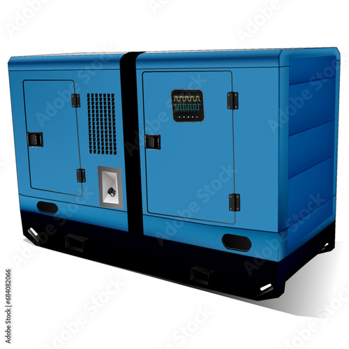 Diesel generator. Diesel generator in isometry. Vector graphics
