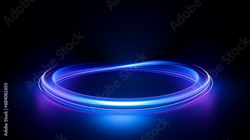 Light blue Twirl. Curve light effect of blue line. Luminous blue circle. Light blue pedistal, podium, platform, table photo