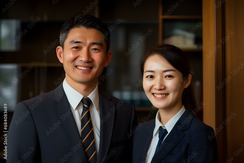 Successful Asian Business Partners Smiling for the Camera in Professional Attire Generative AI Successful Asian Business Partners Smiling for the Camera in Professional Attire Generative AI