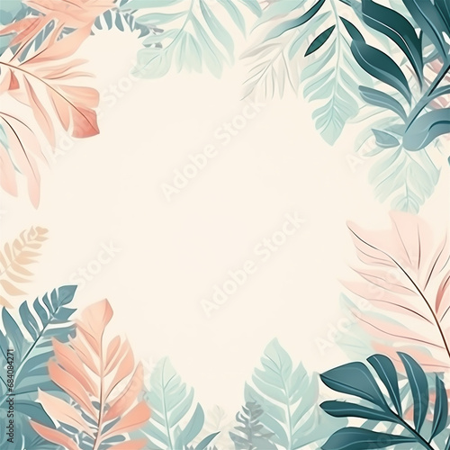 Collection of tropical leaves foliage plant in pastel © rakT