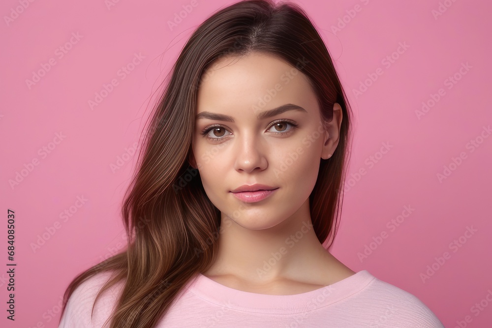 portrait of a young woman on pink background portrait of a young woman on pink background