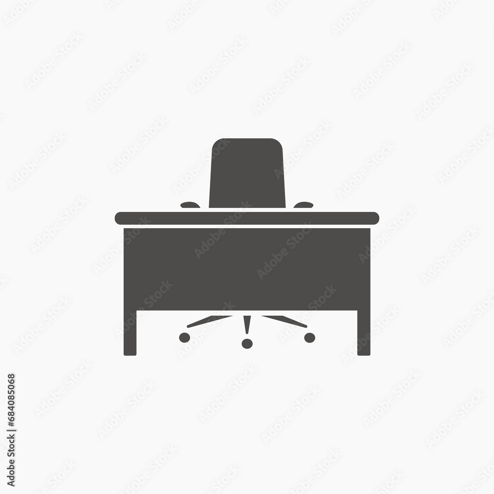 table and chair icon. office, furniture symbol sign table and chair icon. office, furniture symbol sign