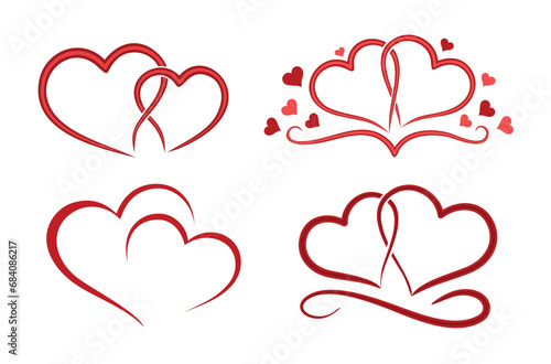 A set of stylized  hearts symbols.
