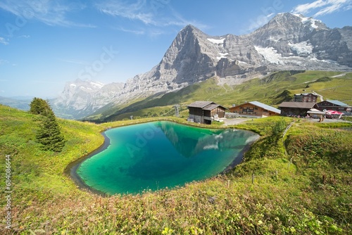 The Bernese Oberland in Switzerland, landscape from the “Kleine Scheidegg”.  photo