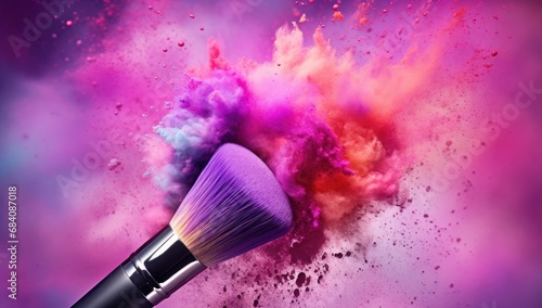 Makeup brush with powder explosion