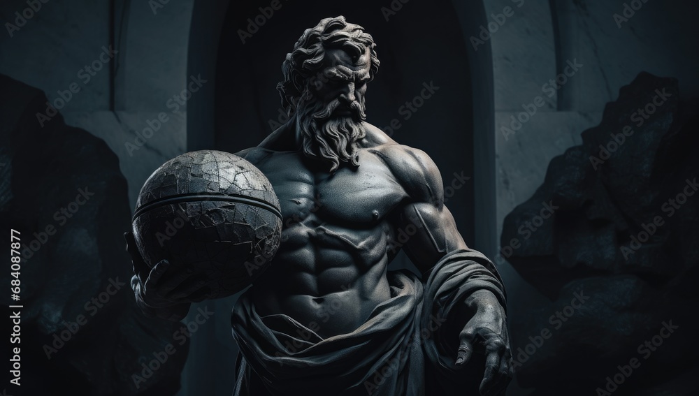 marble statue of powerful greek god