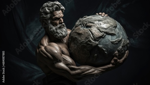 marble statue of powerful greek god