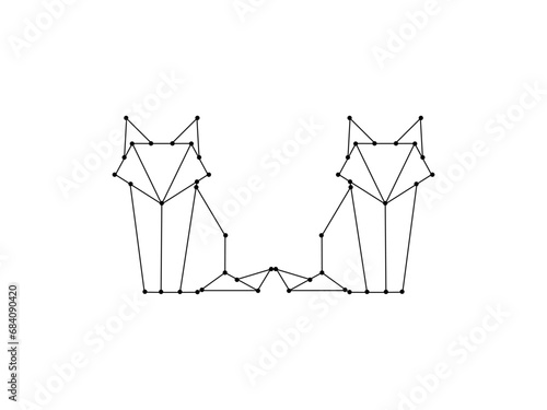 Pair of the Fox Polygonal Lines Illustration, can use for Logo Gram, Art Illustration, Website, Pictogram, Apps, or for Design Element. Vector Illustration