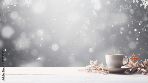 cup of coffee with christmas decorations photo