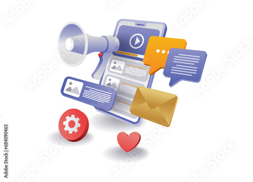 Technology marketing smartphone multimedia campaign illustration concept