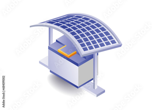 Solar panels and storage batteries concept illustration