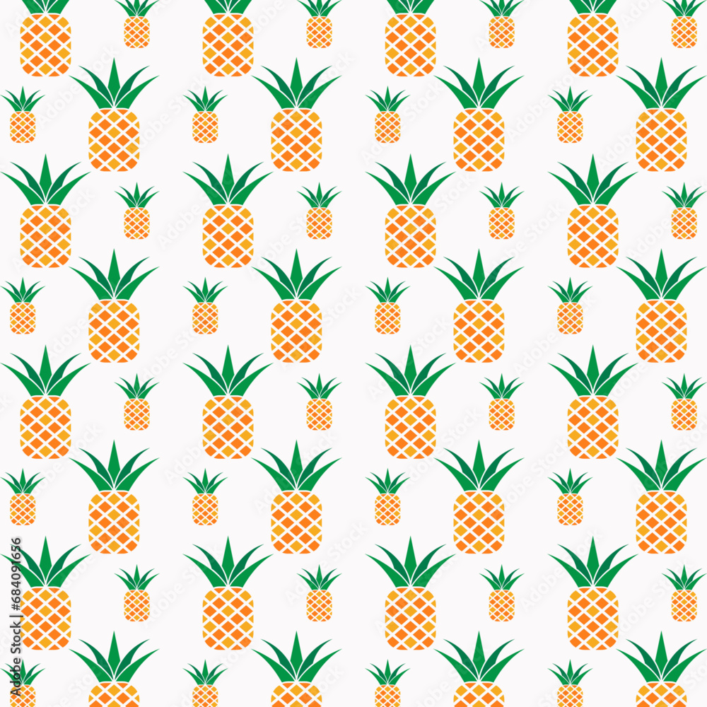 Pineapple art illustration seamless pattern colorful trendy vector background