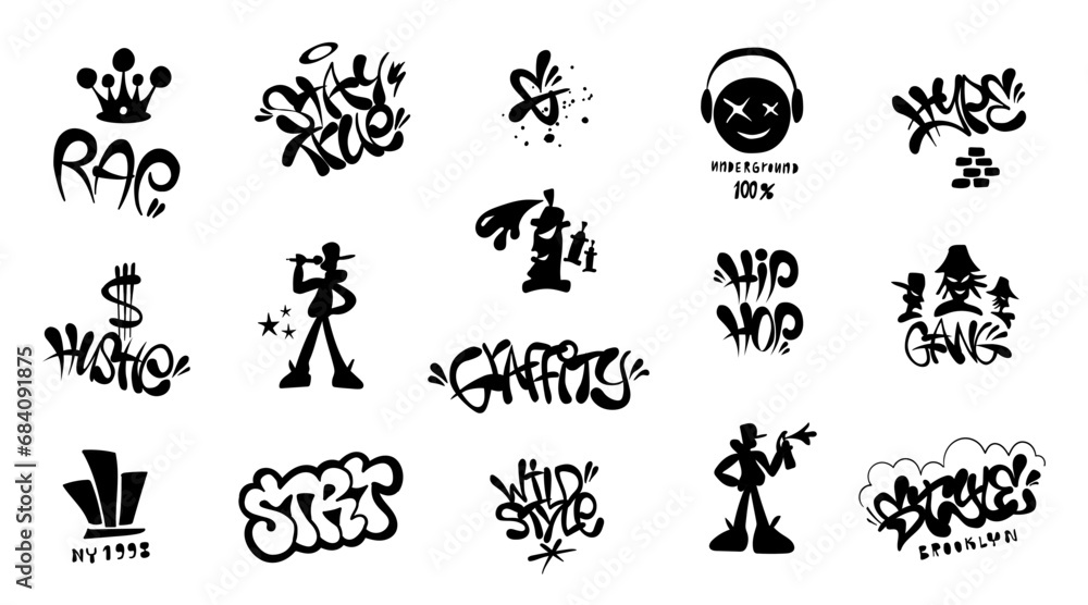 Obraz premiumgraffiti lettering tags set ,isolated vector design element