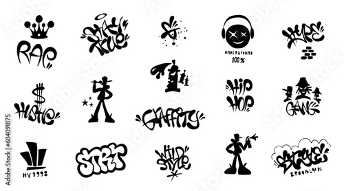 

 graffiti lettering tags set ,isolated vector design element photo