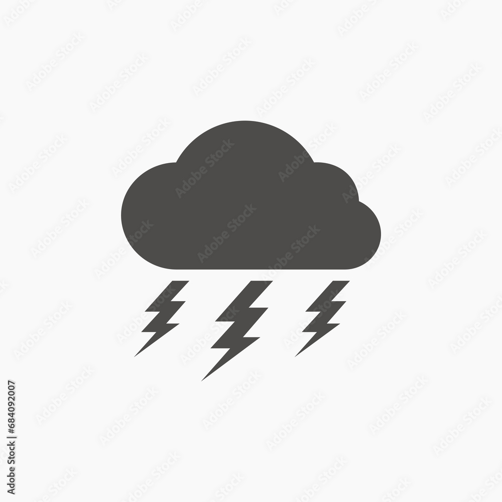 Thunder cloud icon vector. weather, lightning symbol sign Thunder cloud icon vector. weather, lightning symbol sign