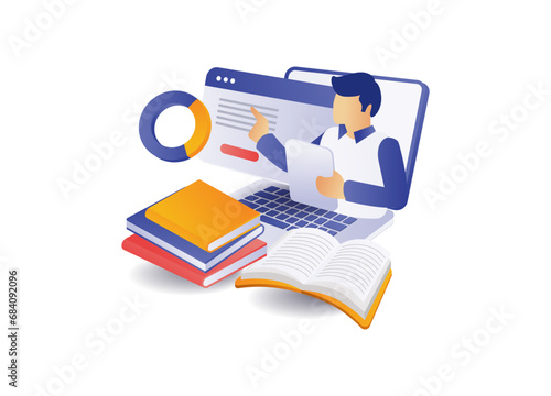 Infographic illustration concept of teacher teaching online