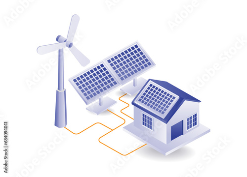Eco green home solar panel energy grid