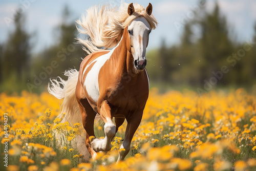 Beautiful horse on pasture in spring