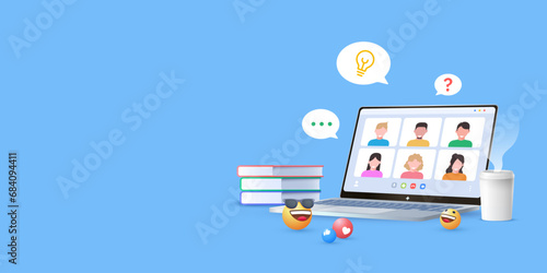 video conference online meeting work form home illustration