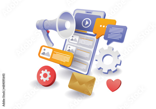 Technology smartphone video app campaign infographic illustration concept