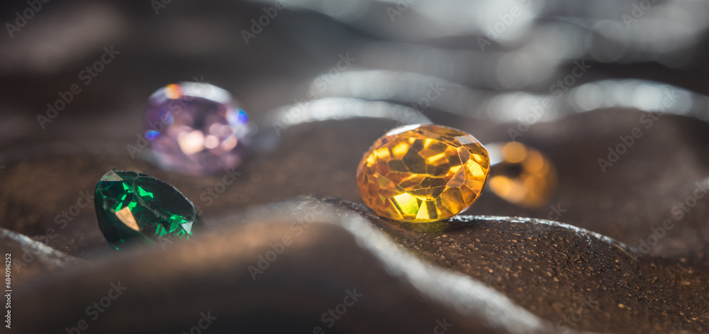Natural Sapphire gemstone, Jewel or gems on black shine color, Collection of many natural gemstones on stone Natural Sapphire gemstone, Jewel or gems on black shine color, Collection of many natural gemstones on stone