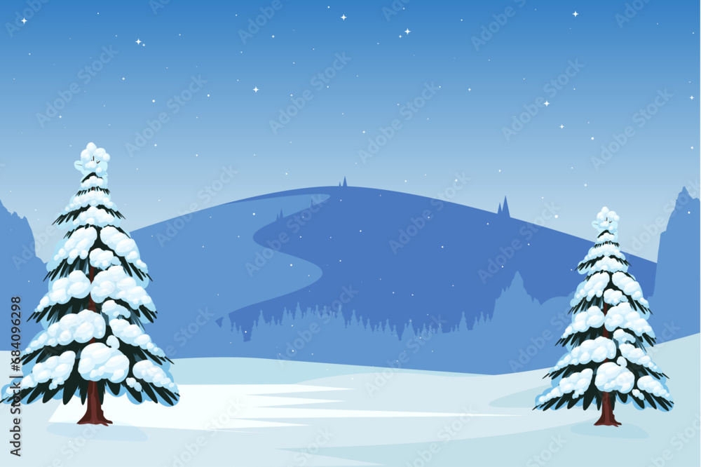 flat winter design landscape background design