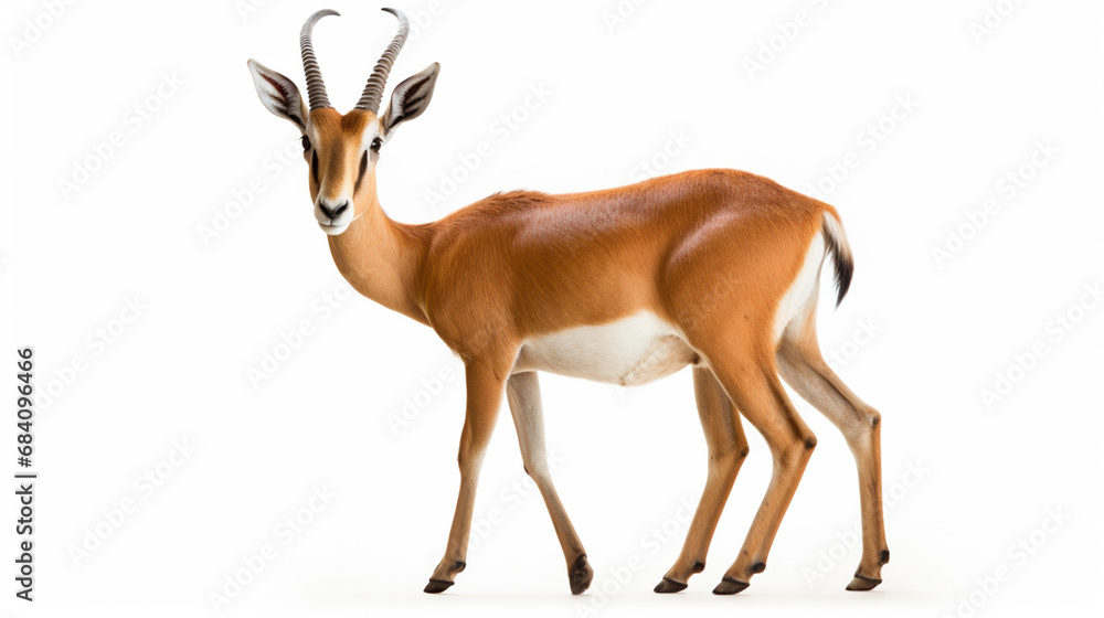 Male impala isolated on white background. generative ai - obrazy, fototapety, plakaty 