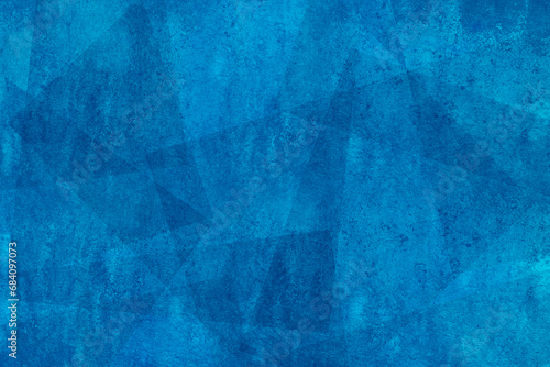 Blue abstract background, lines angles and diamond shaped pattern in vintage grunge texture design, faded worn grunge stains, old red material