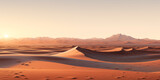 landscape of a dry desert with sand dunes, evening light