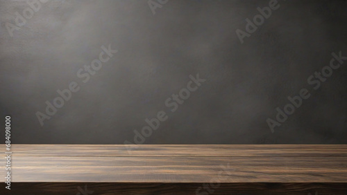 Empty wooden table over black background. Template for product demonstration