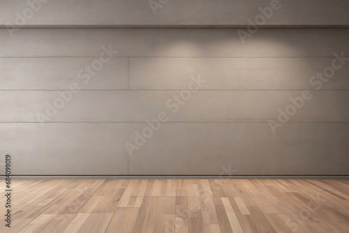 Empty room with wooden floor and wall 3d rendering. Computer digital drawing.