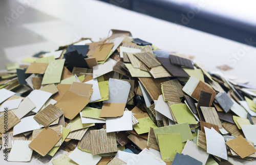 Laminate finishing waste background.