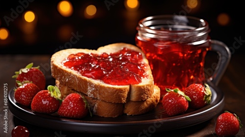 Fresh toast with homemade strawberry jam