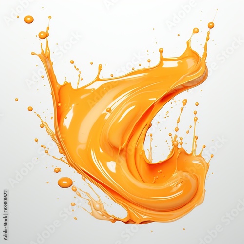 Isolated fresh orange paint splash white background. Generative AI